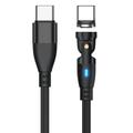 E9 Nylon Braided USB-C Magnetic Cable with 540-Degree Rotation - 1m/60W - Black