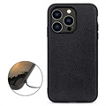 Elegant iPhone 14 Pro Leather Case - Black
