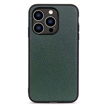 Elegant iPhone 14 Pro Leather Case - Green