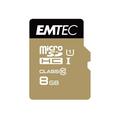 Emtec Gold+ MicroSDHC Memory Card with Adapter ECMSDM8GHC10GP - 8GB