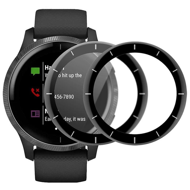 REY Verre Trempé 3D pour Garmin Venu 2 45mm, Noir, Protecteur d'écran  qualité supérieure, Protection Complète, 3D, 4D, 5D