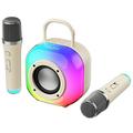 Erazer K20 Bluetooth Karaoke Speaker with 2 Microphones - Beige