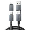 Essager 4-in-1 Fast Charging Cable 240W - USB-A/USB-C to USB-C/Lightning - 0.25m - Grey