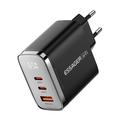 Essager ES-CD64 65W GaN Wall Charger - 3-Port - Black