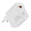 Essager ES-CD65 65W GaN Wall Charger - USB-C/USB-A - White