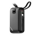 Essager PD 65W Fast Charging Power Bank 20000mAh with Lightning/USB-C Cables - Black