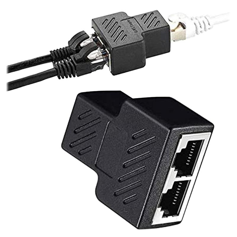 Ethernet RJ45 Splitter Adapter 1x2 - Black