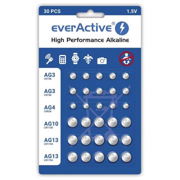 EverActive Alkaline Button Cell Batteries Set - 30 Pcs.