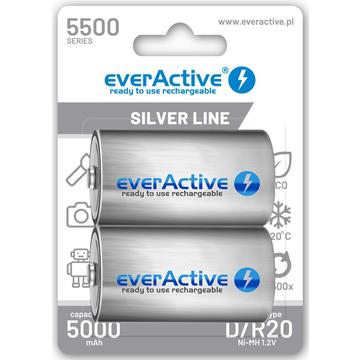 EverActive Silver Line EVHRL20-5500 Rechargeable D Batteries 5500mAh - 2 Pcs.