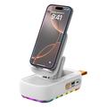 F15 3-in-1 Foldable Phone Holder with Bluetooth Speaker and 1200mAh Power Bank - White