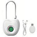 F338 Smart Fingerprint Padlock with 20 Fingerprints, Electronic Key - White