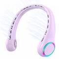 F8 Bladeless Neck Fan with Ambient Light - 4000mAh Battery, 3 Speeds & USB-C Charging - Purple