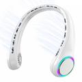 F8 Bladeless Neck Fan with Ambient Light - 4000mAh Battery, 3 Speeds & USB-C Charging - White