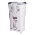 F867 Laundry Basket with 3 Baskets and Wheels - 37x31x74cm - White