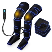 FE-7204A Air Compression Leg Massager with Knee Heat - Black / Blue