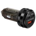 Fast Car Charger with 2x USB-C, USB-A Ports - 80W - Black