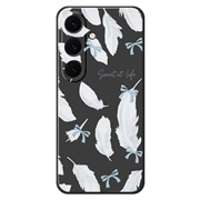Samsung Galaxy S25 FE Feather Pattern TPU Case - Black