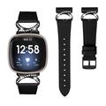 Fitbit Versa 3/Sense Elegant Leather Strap with Rhinestones
