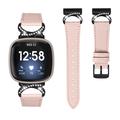 Fitbit Versa 3/Sense Elegant Leather Strap with Rhinestones - Pink