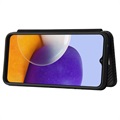 Samsung Galaxy A22 5G, Galaxy F42 5G Flip Case - Carbon Fiber - Black