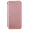Samsung Galaxy A22 5G, Galaxy F42 5G Flip Case - Carbon Fiber - Rose Gold