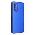 Motorola Moto G51 5G Flip Case - Carbon Fiber - Blue