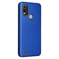 Nokia C21 Plus Flip Case - Carbon Fiber - Blue