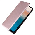 Nokia C21 Plus Flip Case - Carbon Fiber - Pink