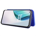 OnePlus Nord N10 5G Flip Case - Carbon Fiber - Blue