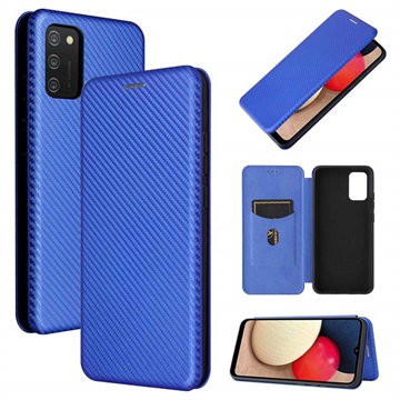Samsung Galaxy A03s Flip Case - Carbon Fiber - Blue