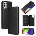 Samsung Galaxy A22 4G Flip Case - Carbon Fiber - Black