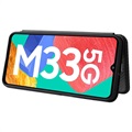 Samsung Galaxy M33 Flip Case - Carbon Fiber - Black