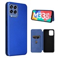 Samsung Galaxy M33 Flip Case - Carbon Fiber - Blue