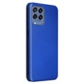 Samsung Galaxy M33 Flip Case - Carbon Fiber - Blue