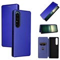 Sony Xperia 1 IV Flip Case - Carbon Fiber - Blue
