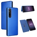 Sony Xperia 1 V Flip Case - Carbon Fiber - Blue