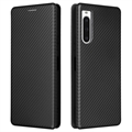 Sony Xperia 10 V Flip Case - Carbon Fiber - Black