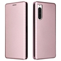 Sony Xperia 10 V Flip Case - Carbon Fiber - Rose Gold