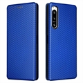 Sony Xperia 5 IV Flip Case - Carbon Fiber - Blue