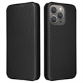 iPhone 15 Pro Max Flip Case - Carbon Fiber - Black