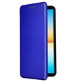 Sony Xperia 10 IV Flip Case with Card Slot - Carbon Fiber - Blue