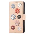 Flower Decor Series iPhone 14 Pro Wallet Case - Beige