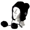 Fluffy Beanie Hat Bluetooth Headset - Black