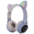 Foldable Bluetooth Cat Ear Kids Headphones - Blue
