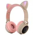 Foldable Bluetooth Cat Ear Kids Headphones - Khaki