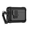 AirPods Pro (Gen 2) (USB-C) / Pro 2 Shockproof TPU+PC Case Bluetooth Earbuds Charging Case Cover with Buckle - Black