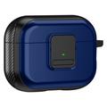 Apple AirPods Pro 2 Magnetic Charging Earphone TPU Case Buckle Earbud Cover with Carabiner - Black / Blue