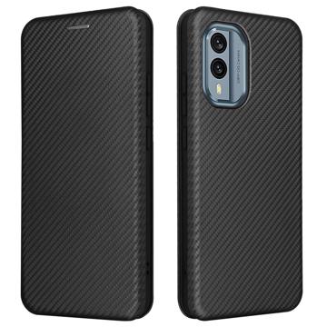 Nokia X30 Flip Case with Card Slot - Carbon Fiber