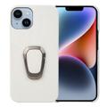 iPhone 14 Leather Coated Case with Ring Holder - White