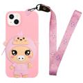 Cartoon Design iPhone 14 Plus TPU Case with Zipper Pocket